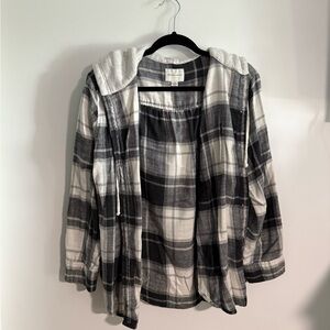 American Eagle Outfitters Black and White Plaid Teddy Jacket